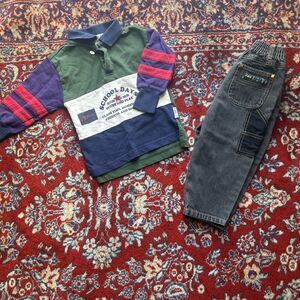 Vintage Gymboree Rainbow Tag Boys S / XS Jeans And Polo Matching Set Boy School